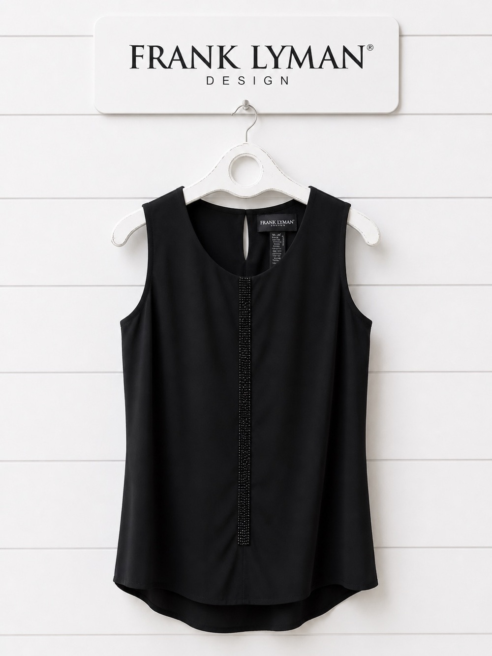 FRANK LYMAN Black Sleeveless Blouse Size 8